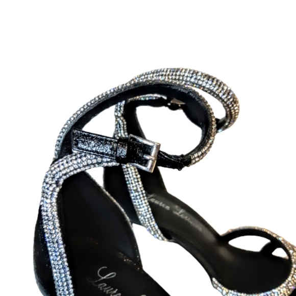 Lauren Lorraine Dria High Heel Party Pumps Sandal Crystal jewls Black Size 7 - Picture 8 of 8